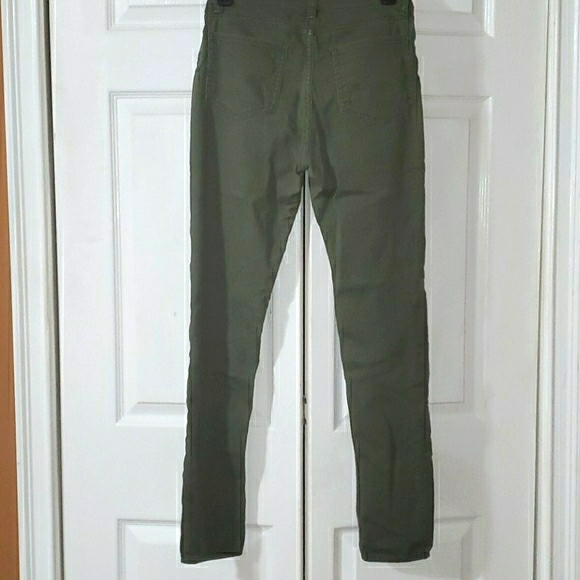 Olive Green Stretchy Straight Leg Jeans - Picture 6 of 7